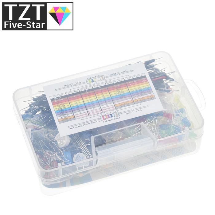 TZT Starter Kit for arduino Resistor /LED / Capacitor / Jumper Wires / Breadboard resistor Kit with