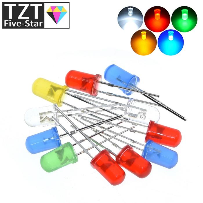 1000pcs 5mm led white/blue/red/yellow/green light bulbs / 5MM White Colour LED emitting diode F5mm W