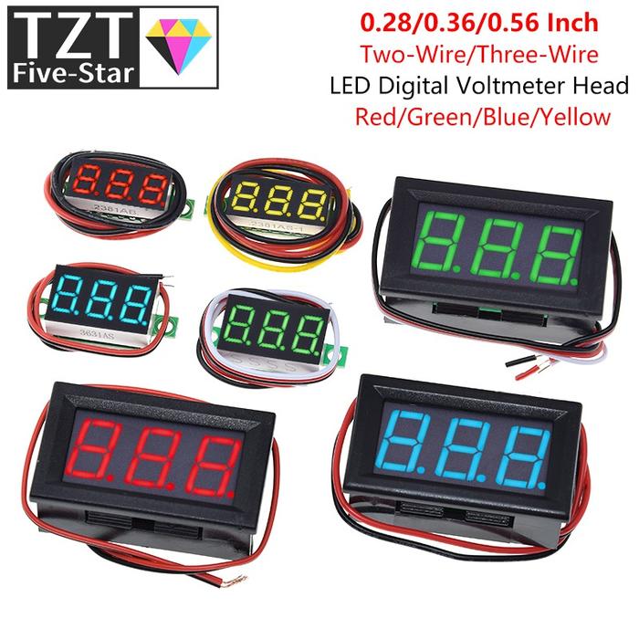 Digital Voltmeter 0.28/0.36/0.56 Inch Digital Voltmeter Voltage Panel Meter Red/Blue/Green/Yellow El