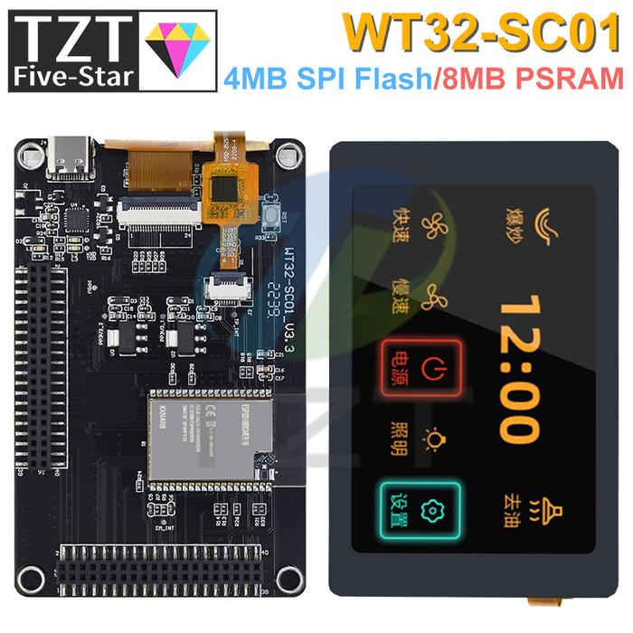 ESP32 Development Board - WT32-SC01 With 3.5In 320X480 Capacitive Multi-Touch LCD Screen Built-In Bl