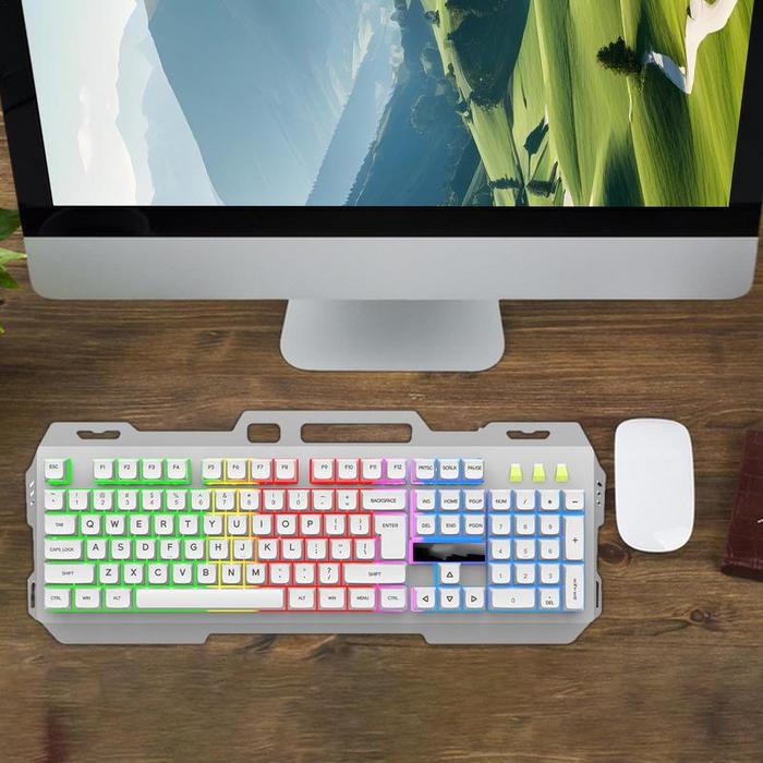 Mechanical Game Keyboard Light Up RGB Mechanical Keyboard Aesthetic Game Keyboard Offices Keyboard C