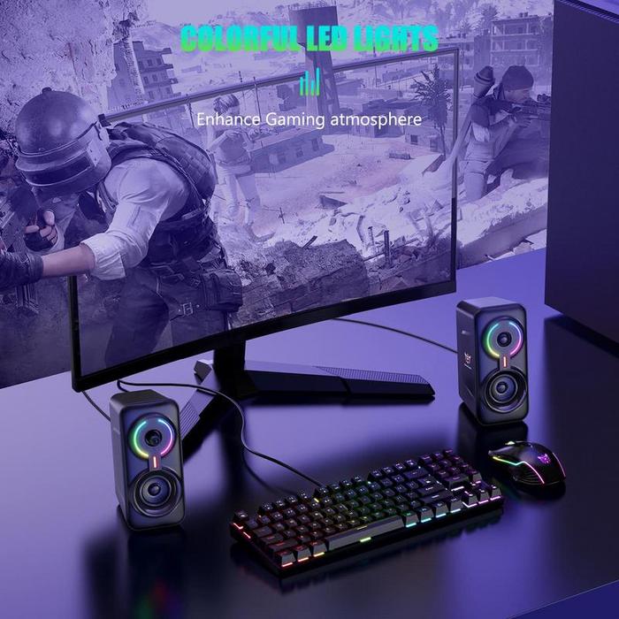 PC Speakers Subwoofer Gaming Speakers External Plug And Play Lighted Wired Speakers With Stereo Soun