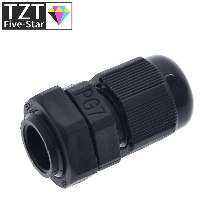 10pcs PG7 Black Waterproof Plastic Nylon Cable Gland Connectors Joints
