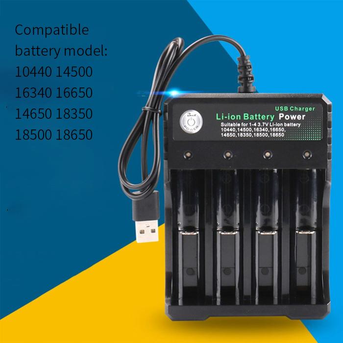 4 Slots AC 110V/220V Li-ion Battery Charger for 3.7V Rechargeable Lithium 18650 10440 14500 16340 16