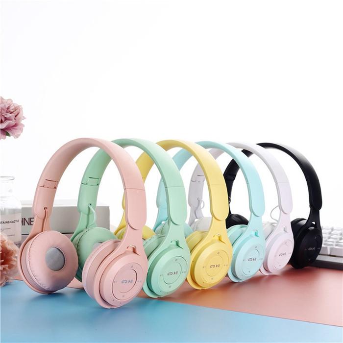 Macaron Headphones Kids Wireless Bluetooth Earphone Stereo Headband Gaming Headset with Mic Gamer Gi