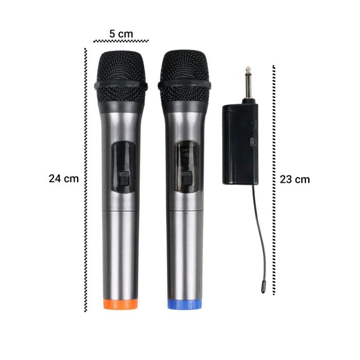 Mic Dynamic Wireless Dual Mik Mikrofon Microphone Karaoke Lagu Musik