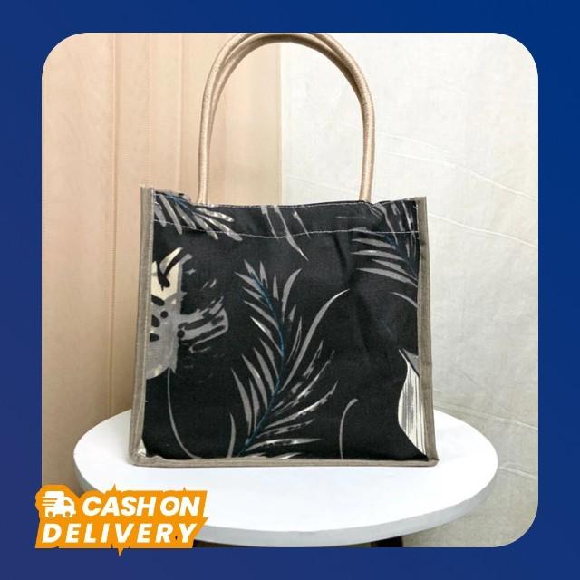 Tas mukena tinggi wanita tali sumbu tas kanvas totebag handbag XL - totebag bahan denim polos - tote