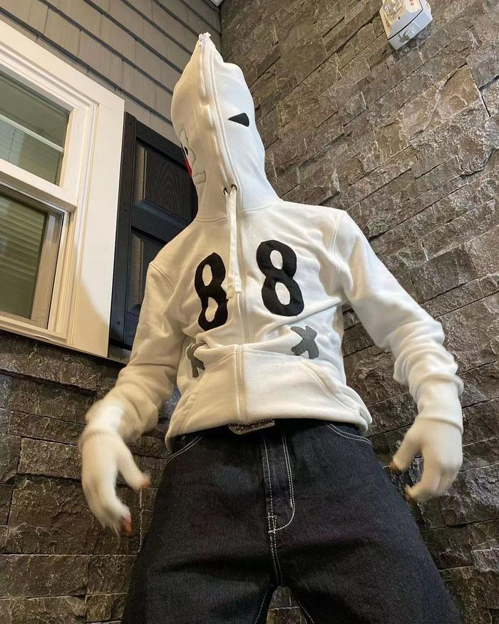 Y2K Full Zip Up Hoodie Women Men Skeleton Skull Gothic Grunge Oversized Aesthetic Sweatshirts Emo Al