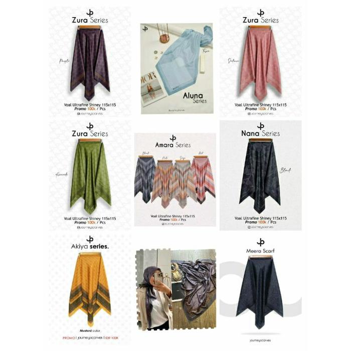 Hijab Journey Reguler Zura Series ( Baby Yellow Mustard Gray Black Gold Silver White Tosca Navy Sage