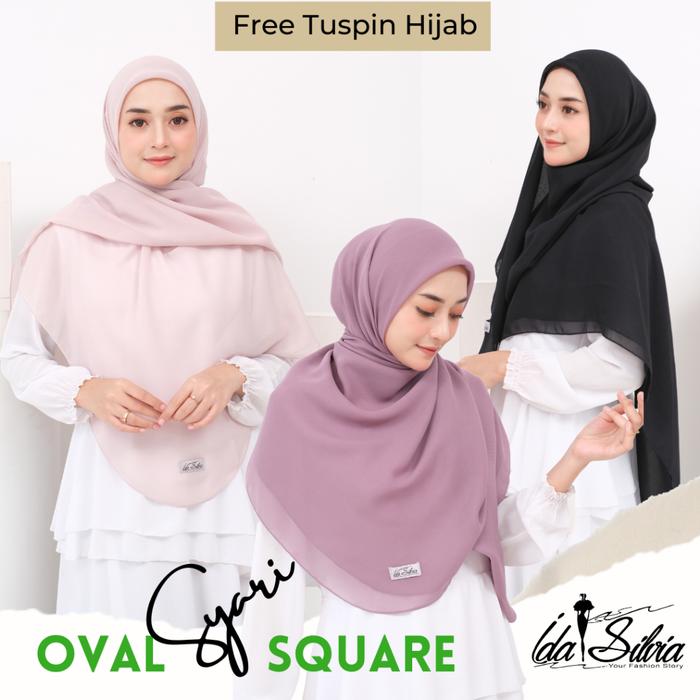 Idasilvia - Jilbab Segiempat Oval Syar'I Jumbo / Kerudung Segi Empat Syari / Hijab Oval Square Premi