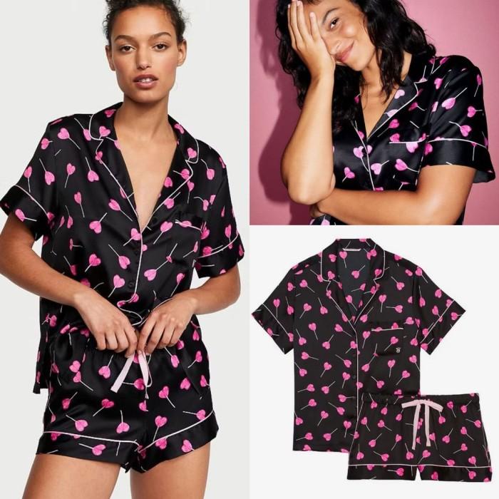 Promo harga Baju Tidur Piyama Victoria Secret Short Silk Pajamas Set Original DIjamin ORI