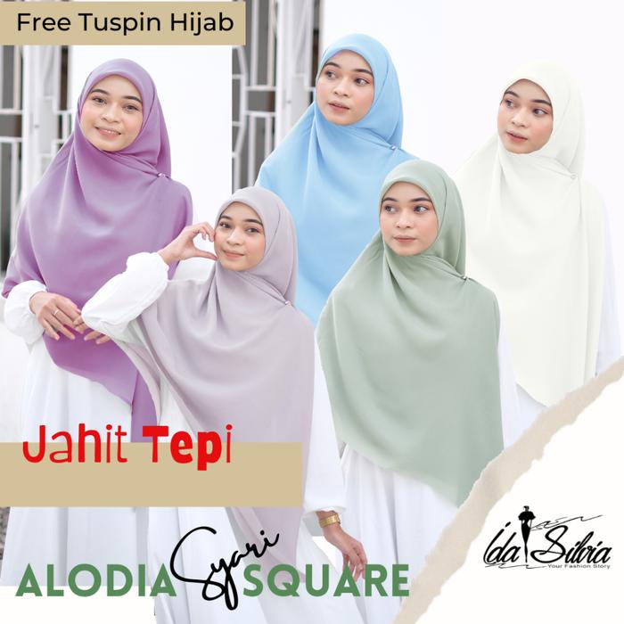 (Jahit Tepi) Jilbab Segiempat Syar'I Jumbo Kerudung Segi Empat Syari Hijab Square Premium / Sage Gre
