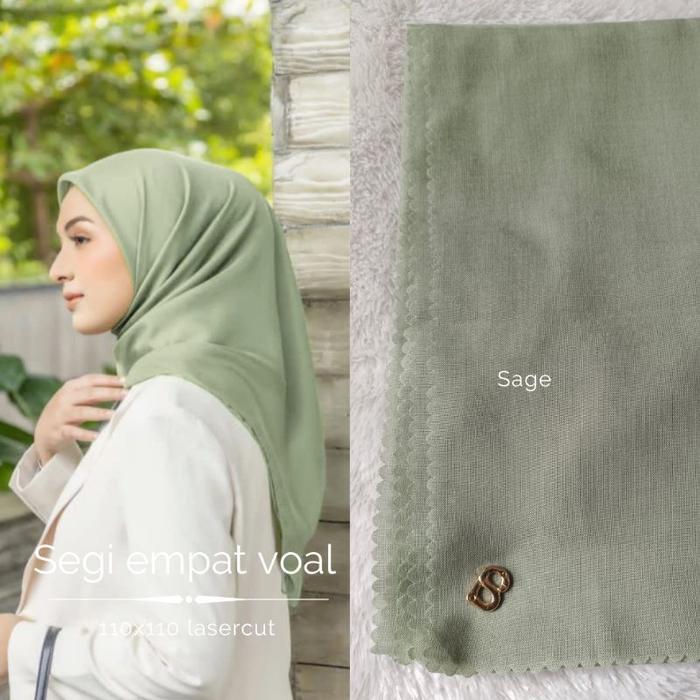 Segi Empat Voal Premium Polos Plat B / Jilbab Buttonscarves Semi Original