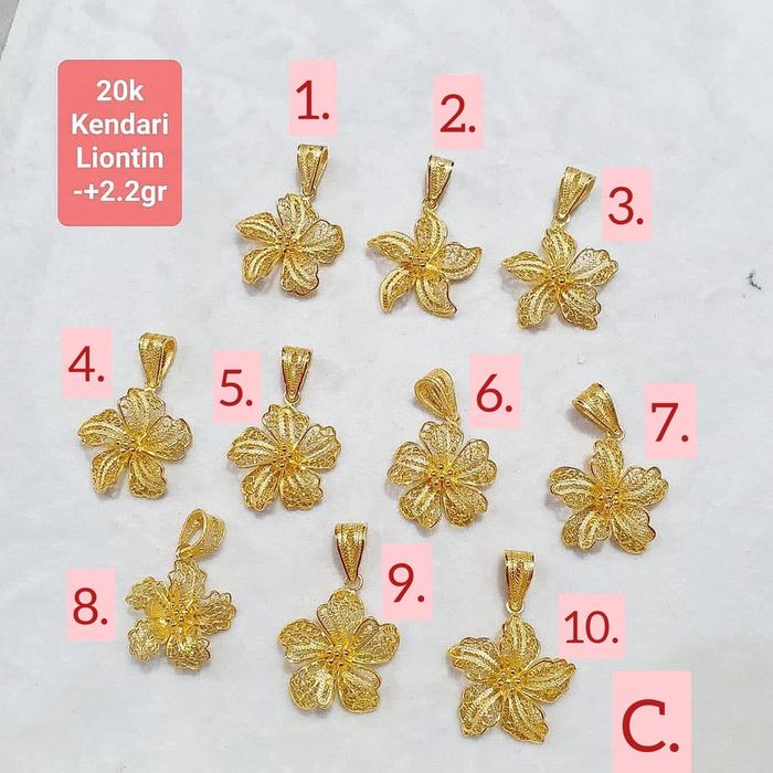 Liontin kendari anak dan dewasa emas asli kadar 875 20k bunga anggrek mainan kalung 2 4 gram london 