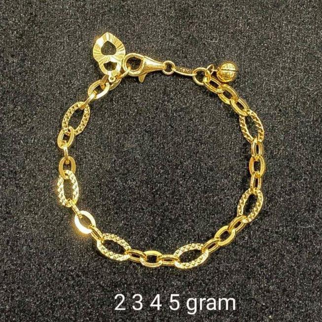 Rantai tangan nori anak dan dewasa emas asli kadar 700 70 16k paperclip bulat oval lonceng ukir 2 3 