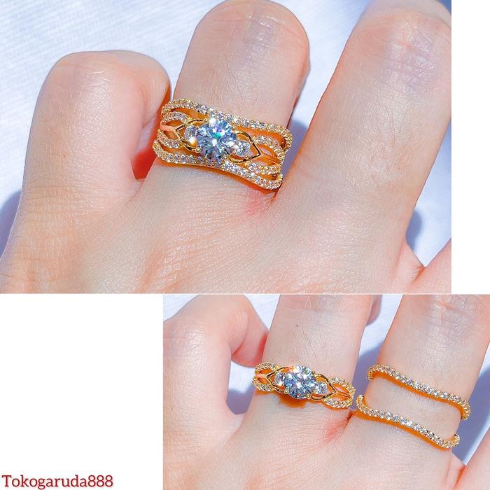 Cincin 2 in 1 anak dan dewasa e asli kadar 700 70 16k solitaire aesthetic listing diamond look model