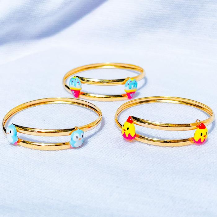 NEW! Gelang baby emas asli kadar 700 70 16k selisih duck pinguin ice cream chick bayi cute boneka wa