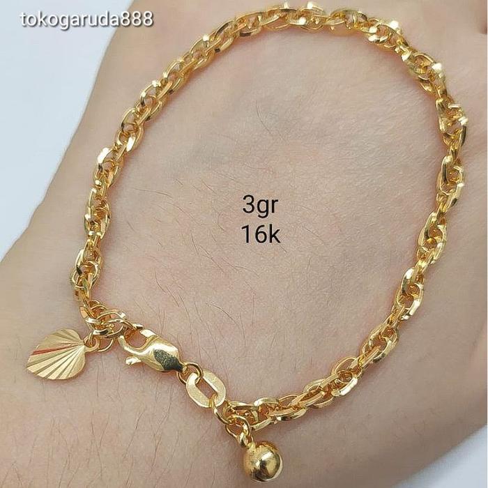 Gelang rantai tali anak dan dewasa emas asli kadar 700 22 70% 16k tambang baru UBS surabaya double f