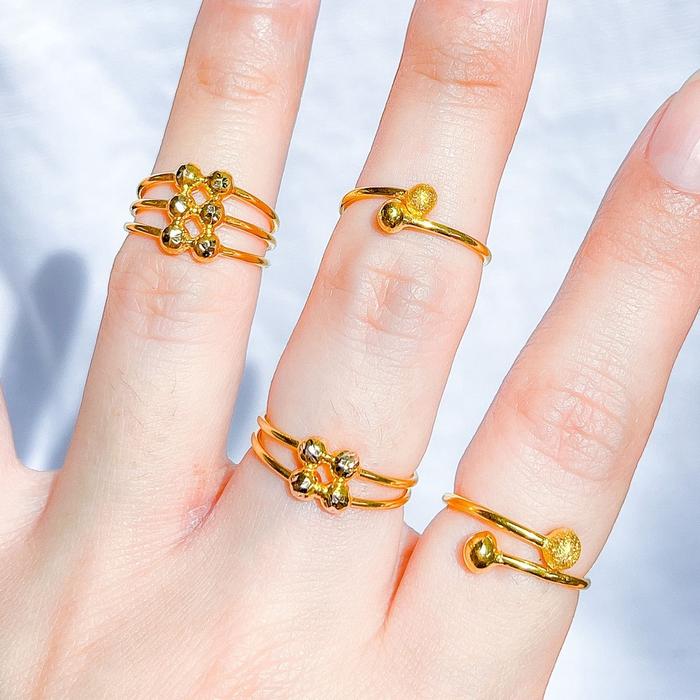 Cincin anak dan dewasa emas asli kadar 700 70 16k boba selisih 2 3 baris merica biji lada bola doff