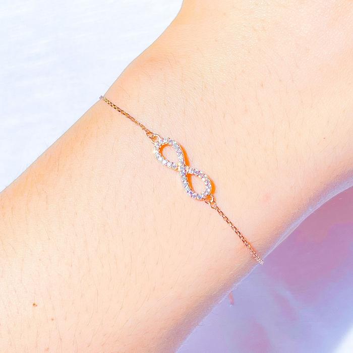 NEW! Rantai tangan SERUT anak dan dewasa emas asli kadar 750 75 17k rosegold infinity adjustable pad