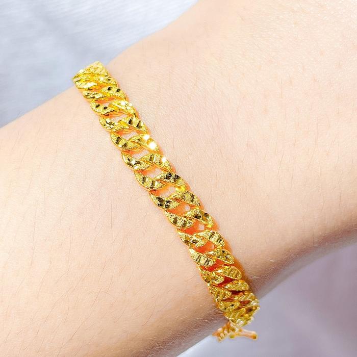 Gelang anak dan dewasa emas asli kadar 700 70 16k rantai tangan sisik naga ukir kilat motif lepes ar