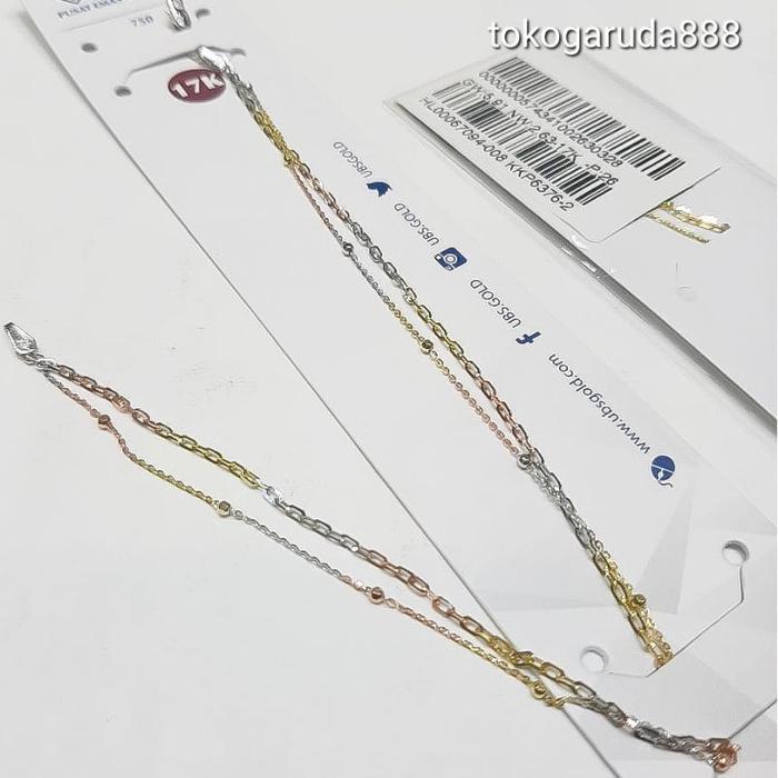 Gelang tangan kaki rantai tali jedar 2 layer anak dan dewasa emas asli kadar 750 75% 22 putih gold r