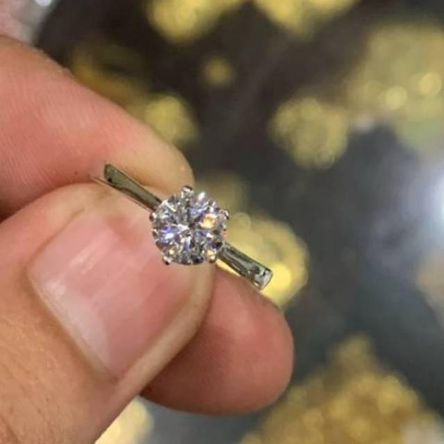 Cincin solitaire anak dan dewasa emas putih asli kadar 750 75% 16k whitegold tunangan nikah lamaran 