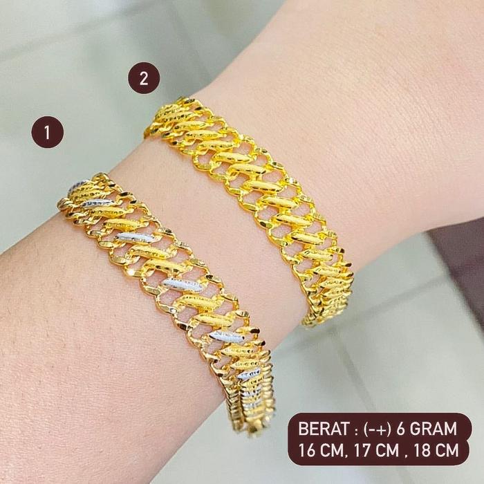 Gelang tangan anak dan dewasa emas asli kadar 700 70 16k  S holo super double sisik naga ukir kilat 