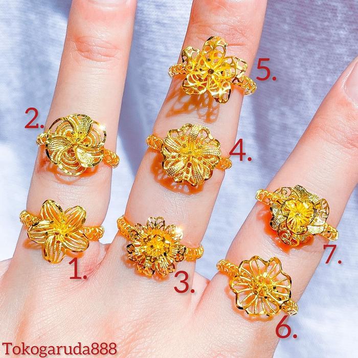 NEW! Cincin kendari anak dan dewasa emas asli kadar 700 70 16k bunga matahari anggrek 3D jasmine tan