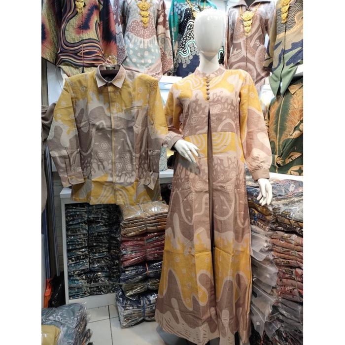 COUPLE GAMIS BATIK BAHAN DOLBY KEMEJA JAITAN SMOCK EXCLUSIVE THAMRIN CITY