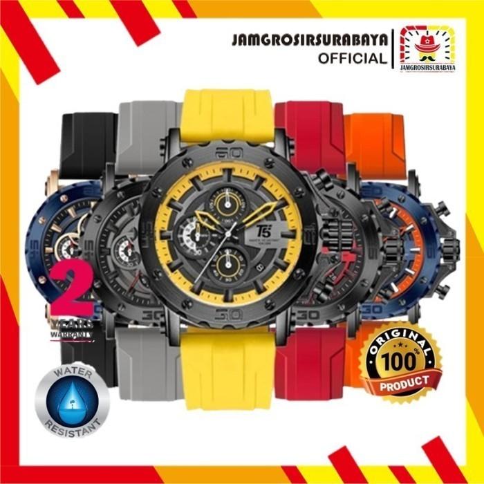 Jam Tangan Pria T5 H 3865G / H3865G / H 3865 G Rubber Strap Original