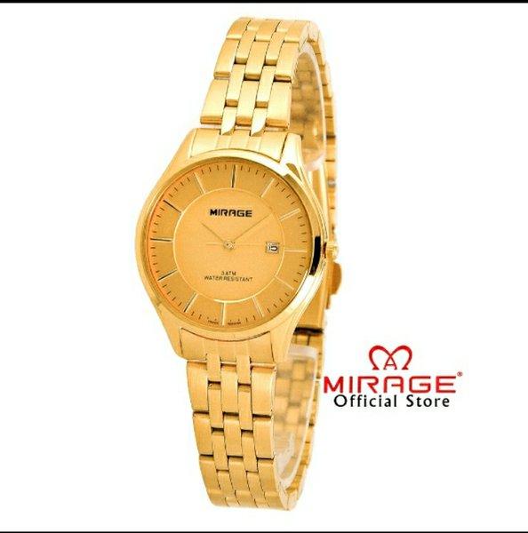 JAM TANGAN WANITA ORIGINAL RANTAI STAINLES KUNING MIRAGE WATCH 8544 GOLD