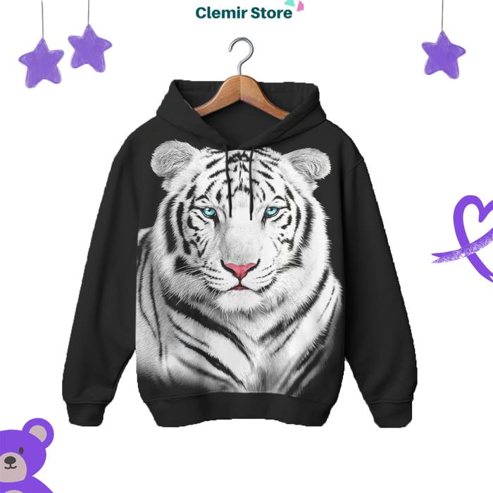 Jaket Hoodie Printing 3D Anak Model Harimau Tiger v1