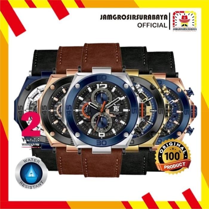 Jam Tangan Pria T5 H 3881G / H3881G / H 3881 G Leather Strap Original