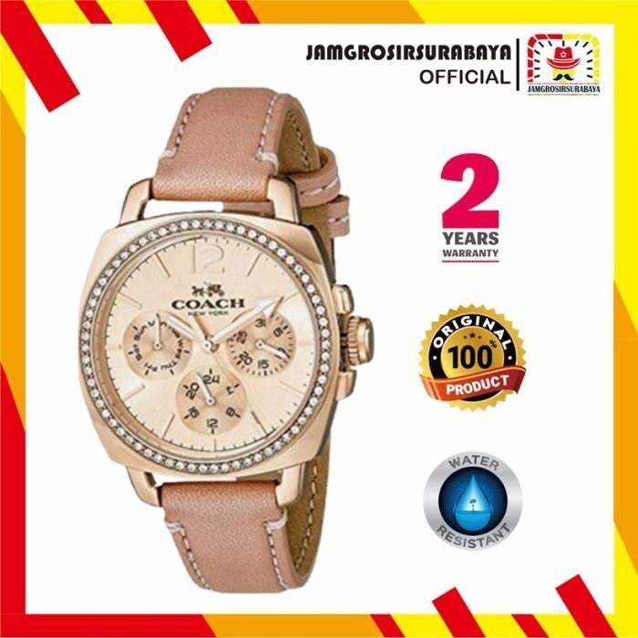 JAM TANGAN WANITA COACH LEATHER CHRONOGRAPH PINK ROSEGOLD ORIGINAL