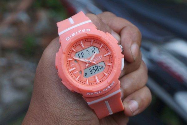 JAM TANGAN SPORT ANAK DAN CEWEK ANTI AIR DIGITEC DG 3116 PEACH SALMON ORIGINAL JAM TANGAN SPORT WANI