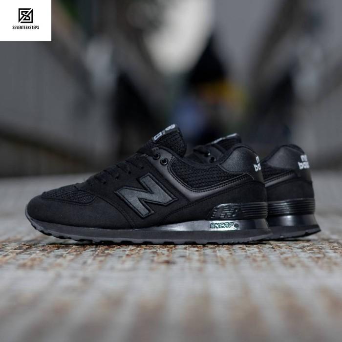 Sepatu Sneaker Casual NB 574 Original Prem Full Black Terlaris