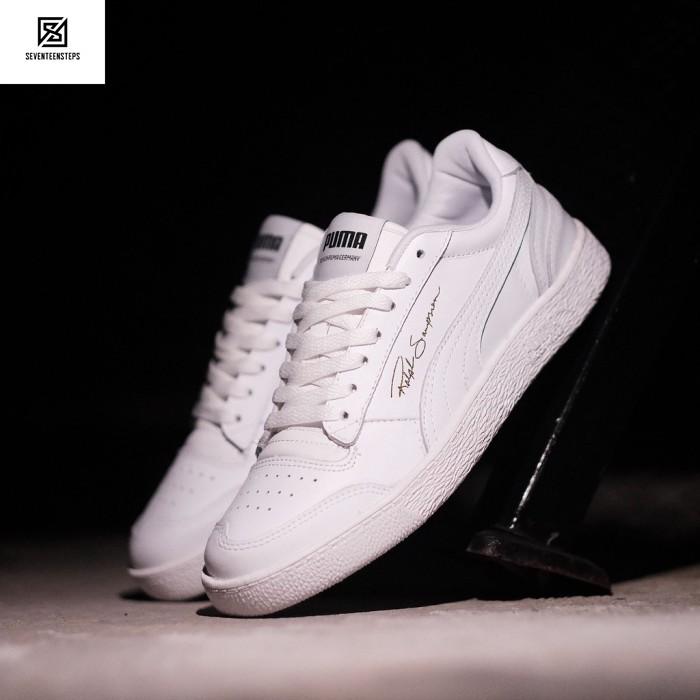Sepatu Sneaker Casual Pm Ralph Sampson Leather Full White Original Terbaru