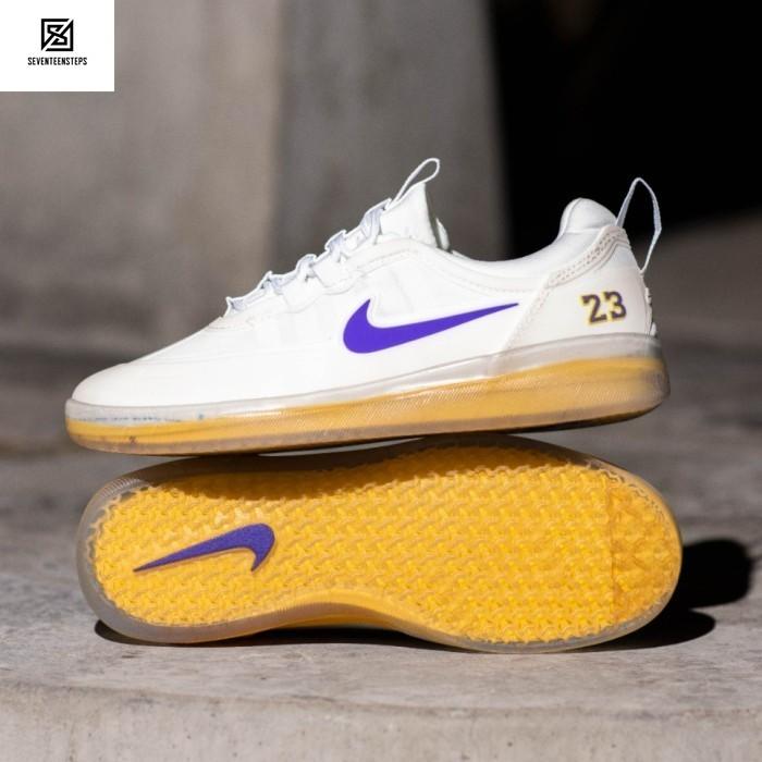 Sepatu N*ke Sb Nyjah Free 2 Lakers Lebron James Original White Blue Terbaru
