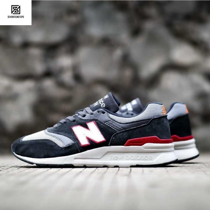 Sepatu Sneaker Pria NB 997 H Prem Dark Grey White Red Terbaru
