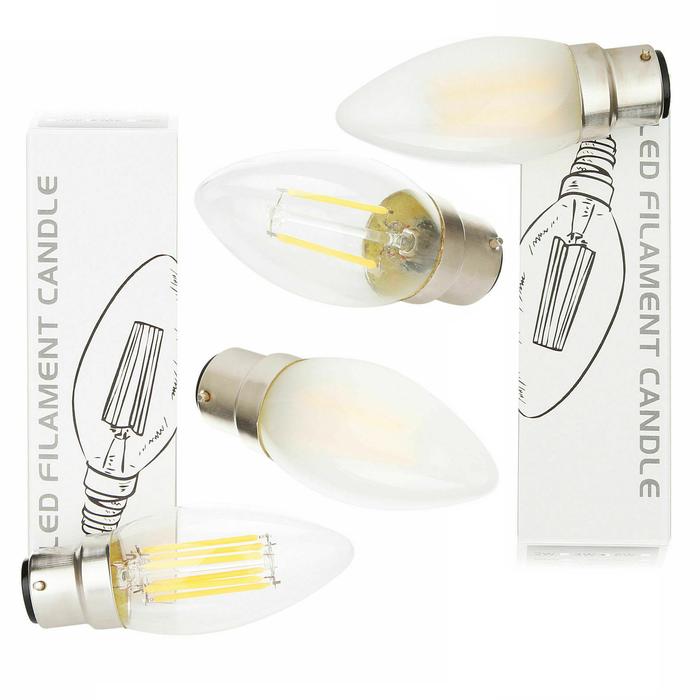 5x B22 Bayonet C35 Warm White LED Filament Bulb Retro Edison Lamp 2w 4w 6w Vintage Candle Light Bulb