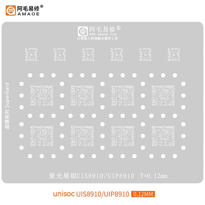 Amaoe-Reballing Stencil for Unisoc Planting Template, Steel Mesh, UIS8910, UIP8910, UMW2652, UMS512T