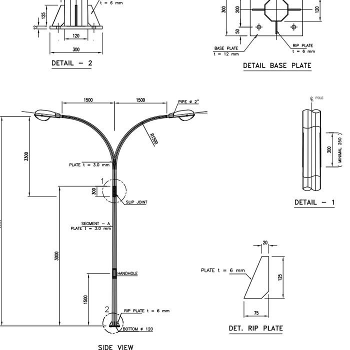 Tiang Pju Lampu Jalan H06M Oktagonal Hexagonal Double Parabola 6  Best