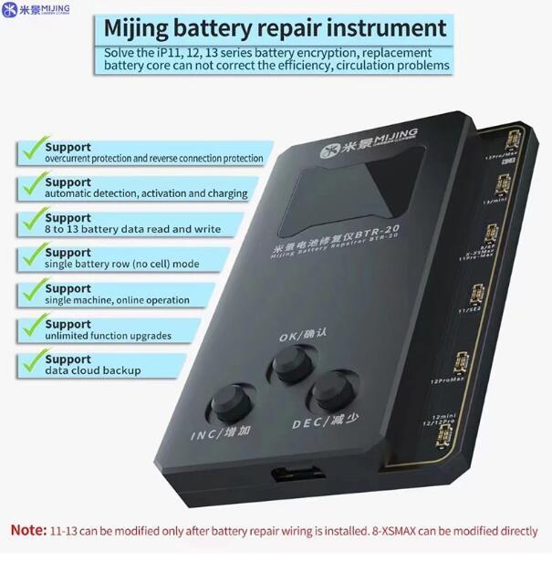 Mijing BTR-20 Battery Code Read /Write Programmer For iPhone~13 Pro Max Battery Health Modification