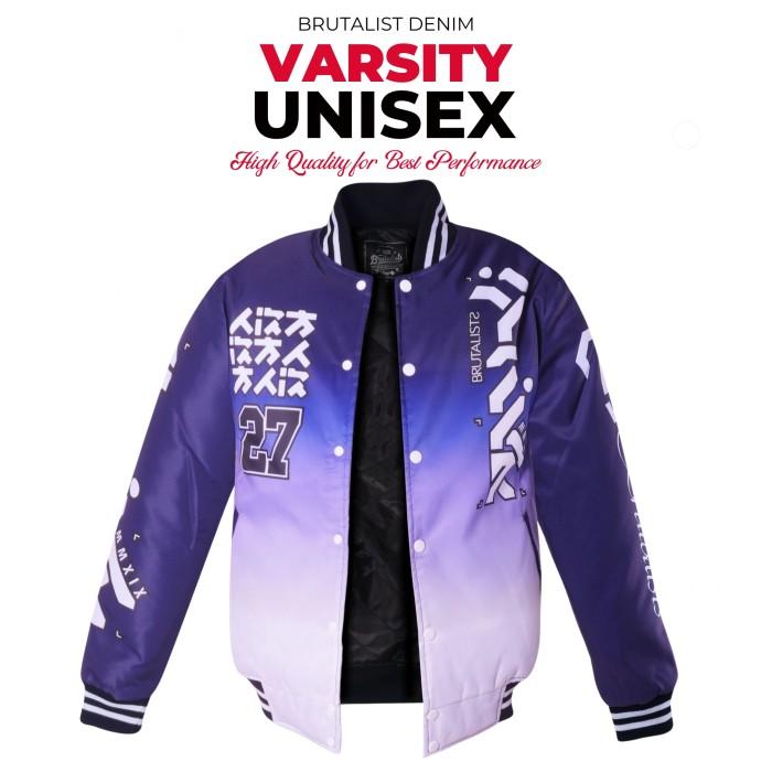 JAKET BASEBALL VARSITY JACKET PRIA WANITA PRINTING MOTIF GRADASI UNGU