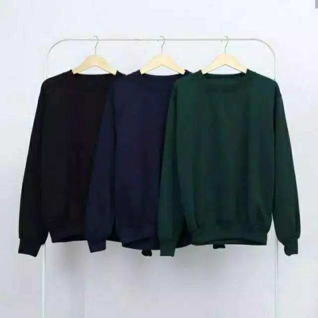 SWEATER BASIC POLOS HITAM / SWEATER BASIC UNISEX