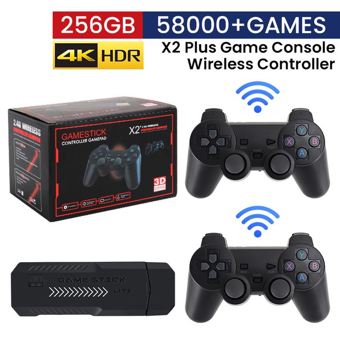 256G 58,000 Games GD10 Plus Game Stick 4K HD Video Game Console 2.4G Double Wireless Controller Game