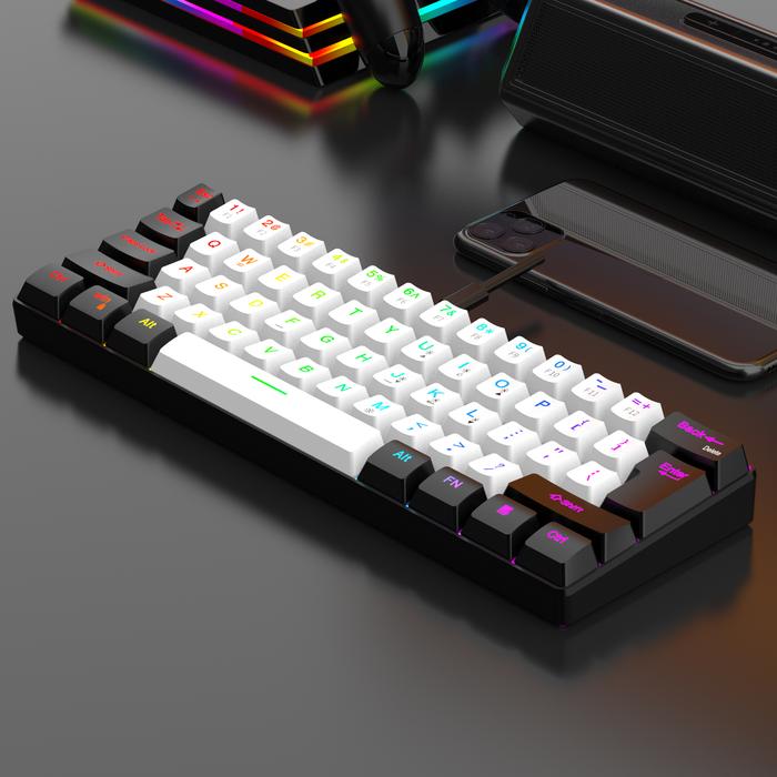 60% wired gaming keyboard, RGB backlight ultra compact mini keyboard, waterproof small compact 61 ke