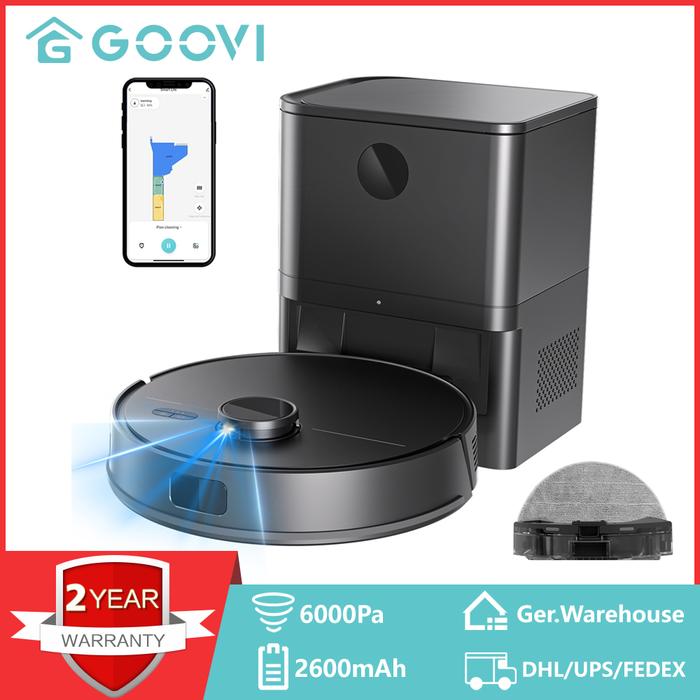 GOOVI M30 LDS SLAM TOF Robot Vacuum Cleaner 6000Pa Strong Suction,2600mAh Laser Radar System Floors