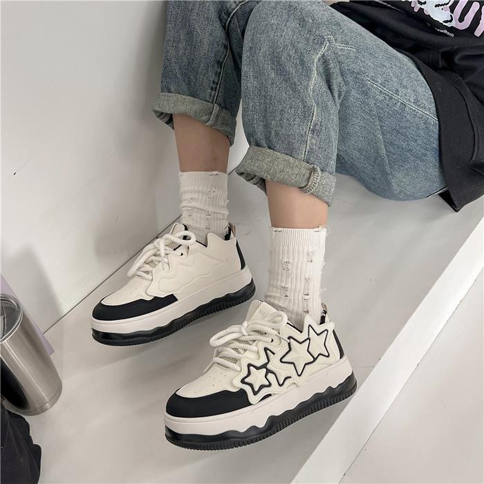 Terlaris Sepatu Sneakers Wanita Doodle Art Korea Import Sport Shoes H-509 Hitam